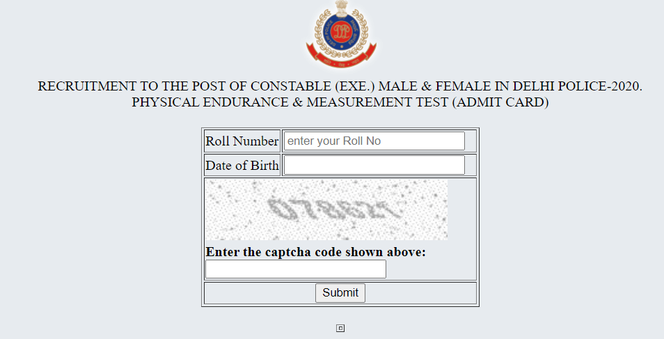 Delhi police admit card