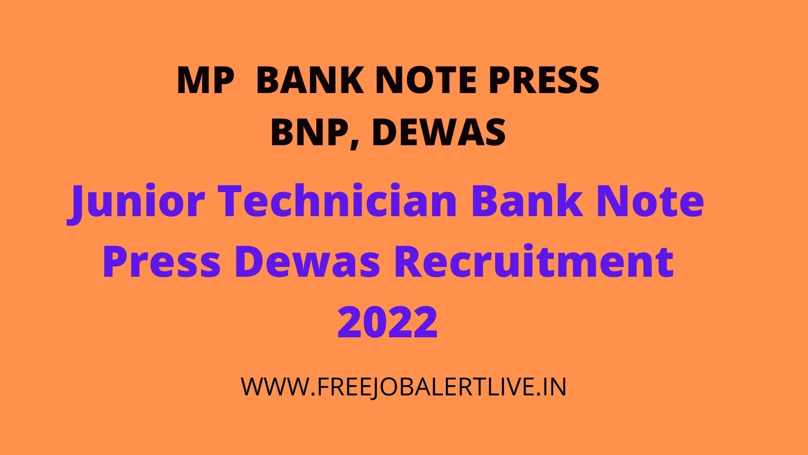 Junior Technician Bank Note Press Dewas Recruitment 2022
