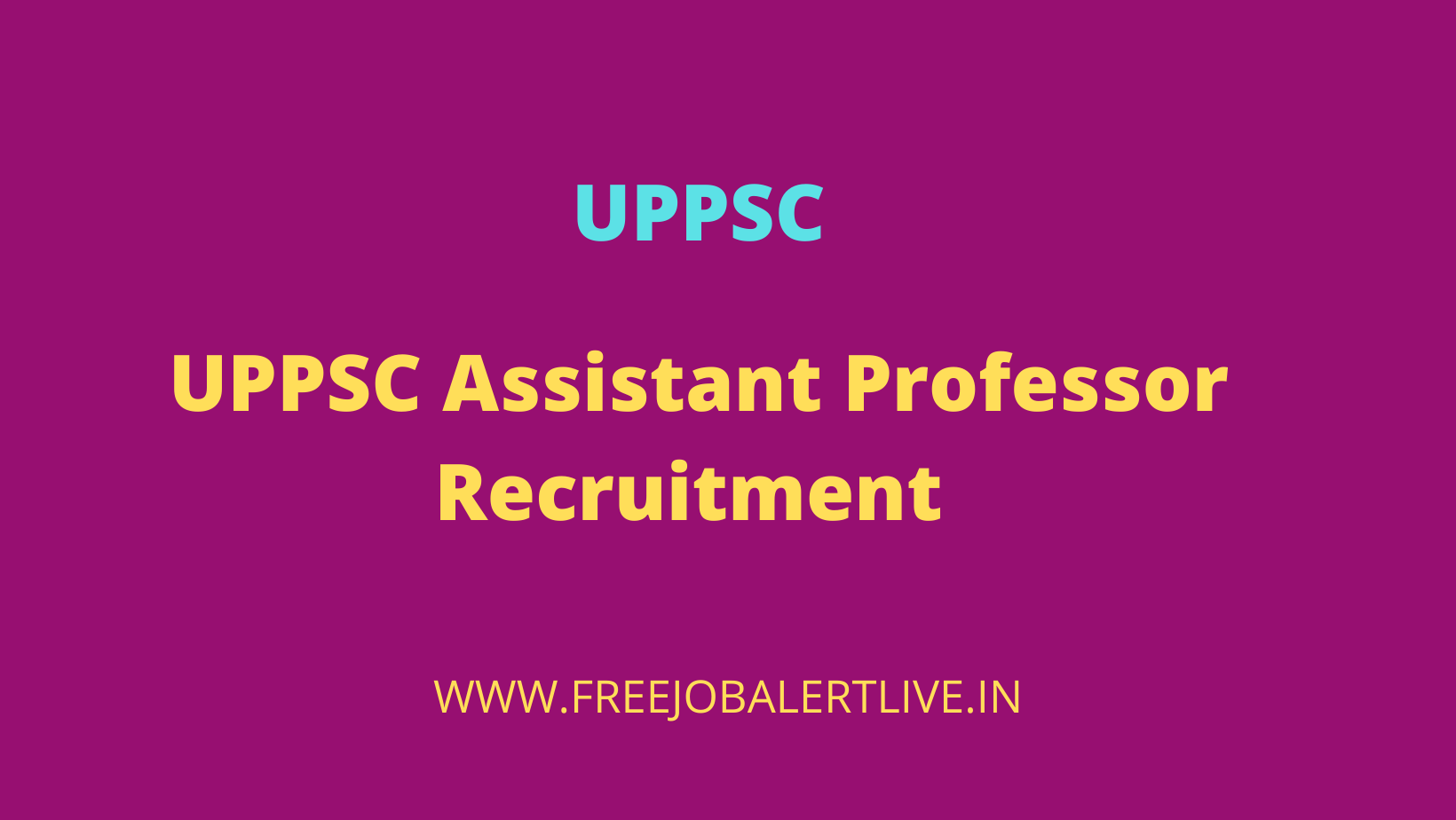 UPPSC Assistant Professor Recruitment 